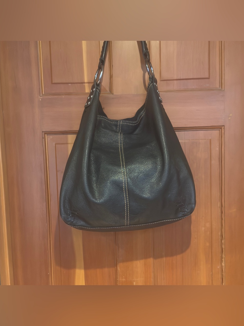 Lucky Brand Black Leather Shoulder Hobo Bag